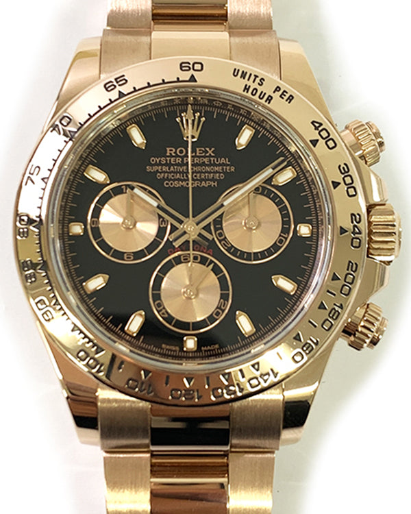 2019 Rolex Cosmograph Daytona 40MM Black Dial Rose Gold Oyster Bracelet (116505)