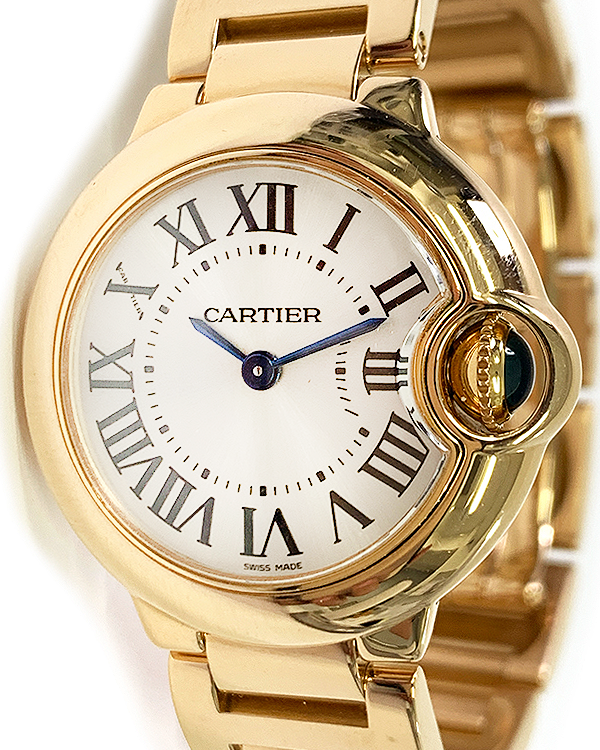 2011 Cartier Ballon De Cartier 28MM Quartz Silver Dial Rose Gold Bracelet (W69002Z2)