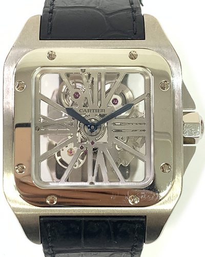 2007 Cartier Santos 100 46.5MM Skeleton Dial Leather Strap (W2020018)