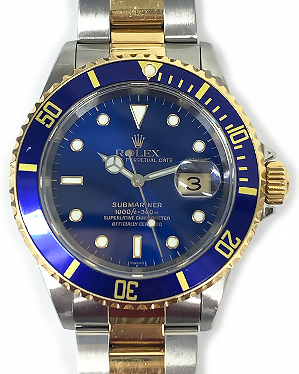 1999 Rolex Submariner Date "Bluesy" Vintage 40MM Blue Dial Two-Tone Oyster Bracelet (16613)