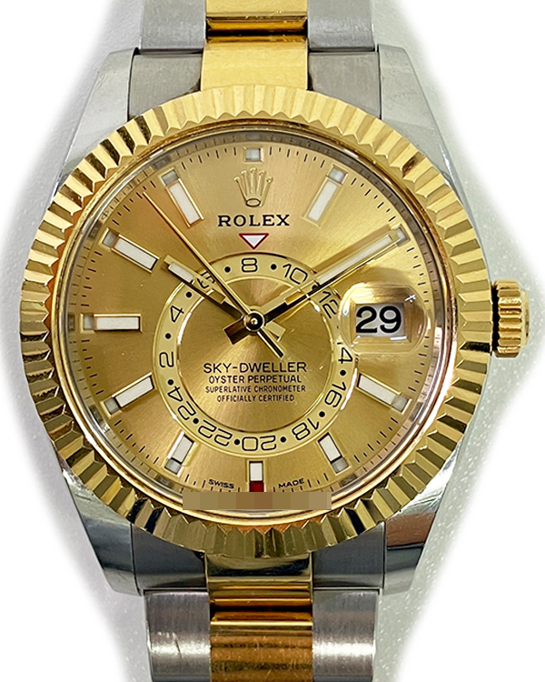 2018 Rolex Sky-Dweller 42MM Champagne Dial Two-Tone Oyster Bracelet (326933)