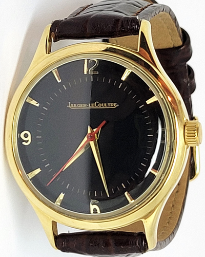 Jaeger-LeCoultre Vintage 18K Yellow Gold 33.4MM Black Dial Aftermarket Leather Strap (Cal. 481)