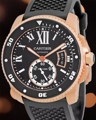 Cartier Calibre de Cartier Diver 42MM Black Dial Rubber Strap (W7100052)