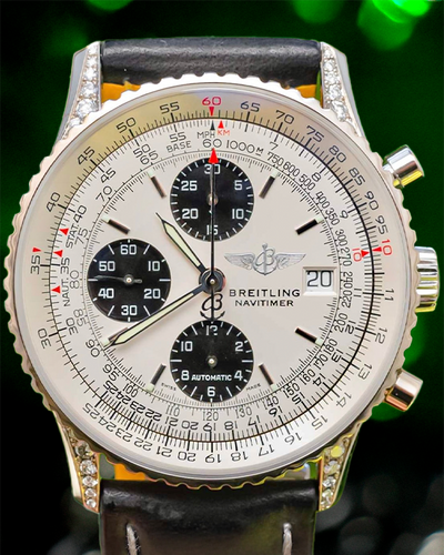 Breitling Navitimer L.E. 41.5MM Silver Dial Leather Strap (J13322)