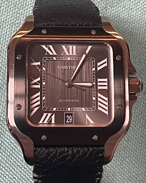 2024 Cartier Santos De Cartier 39.8MM Grey Dial Leather Strap