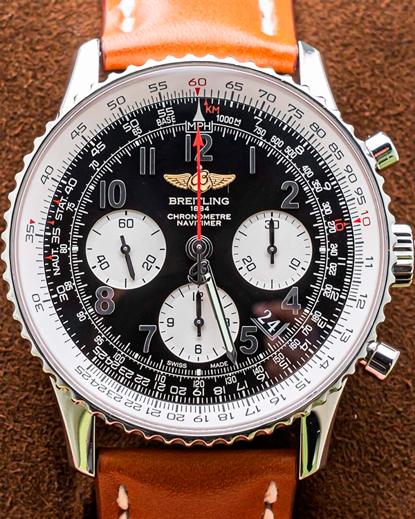 Breitling Navitimer 01 43MM Black Dial Leather Strap (AB012012/BB02)