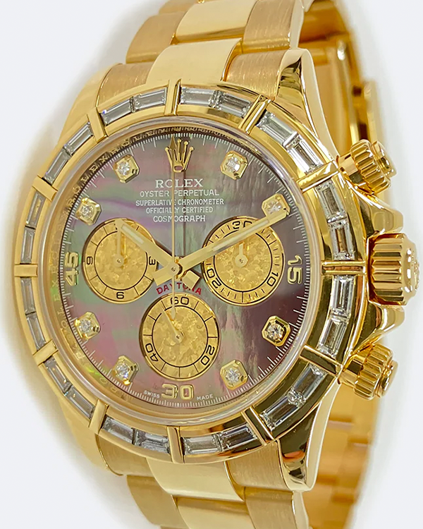 2012 Rolex Cosmograph Daytona 40MM Black Mother of Pearl Dial Yellow Gold Bracelet (116568BR)