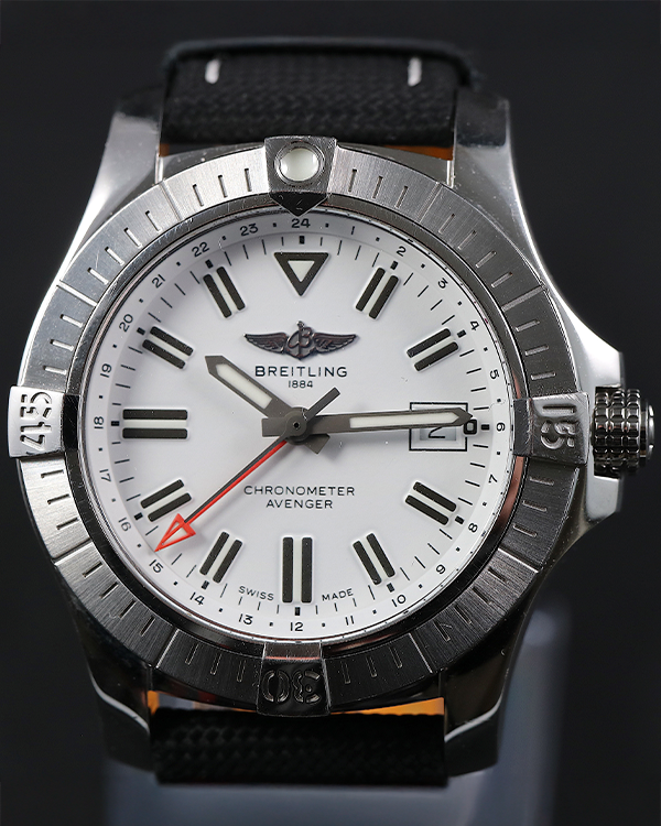 Breitling Avenger Automatic GMT 43MM White Dial Textile Strap (A32397)