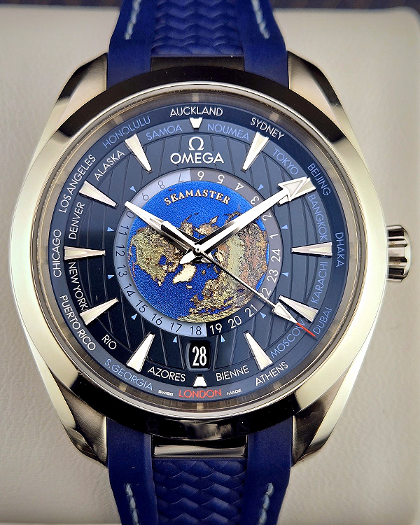 2022 Omega Seamaster Aqua Terra Worldtimer 43MM Blue Dial Rubber Strap (220.12.43.22.03.001)