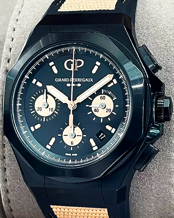 2022 Girard Perregaux Laureato Absolut Gold Fever L.E. 44MM Black Dial Yellow Gold/Rubber Strap (81060-21-492-FH3A)