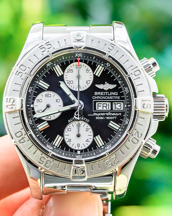 Breitling Superocean Chronograph II 42MM Black Dial Steel Bracelet (A13340)