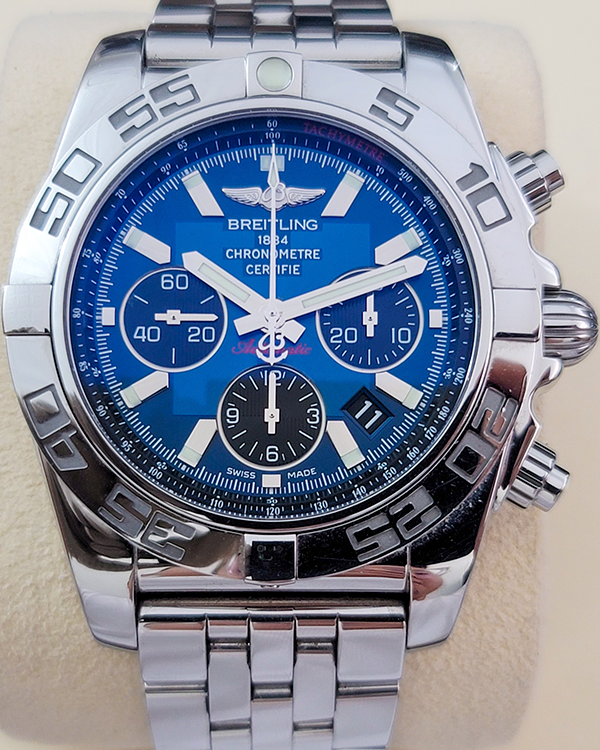 2018 Breitling Chronomat 44MM Blue Dial Steel Bracelet (AB011012/C789)