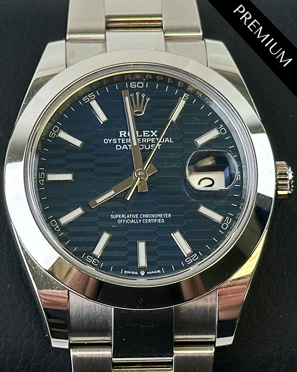 2023 Rolex Datejust 41MM Blue "Flutted Motif" Dial Oyster Bracelet (126300)