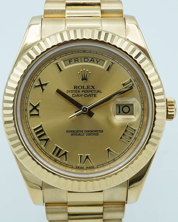 2014 Rolex Day-Date II 41MM Champagne Dial Yellow Gold President Bracelet (218238)