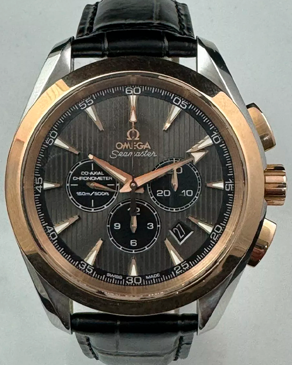 Omega Aqua Terra Chronograph 44MM Grey Dial Leather Strap  (231.23.44.50.06.001)