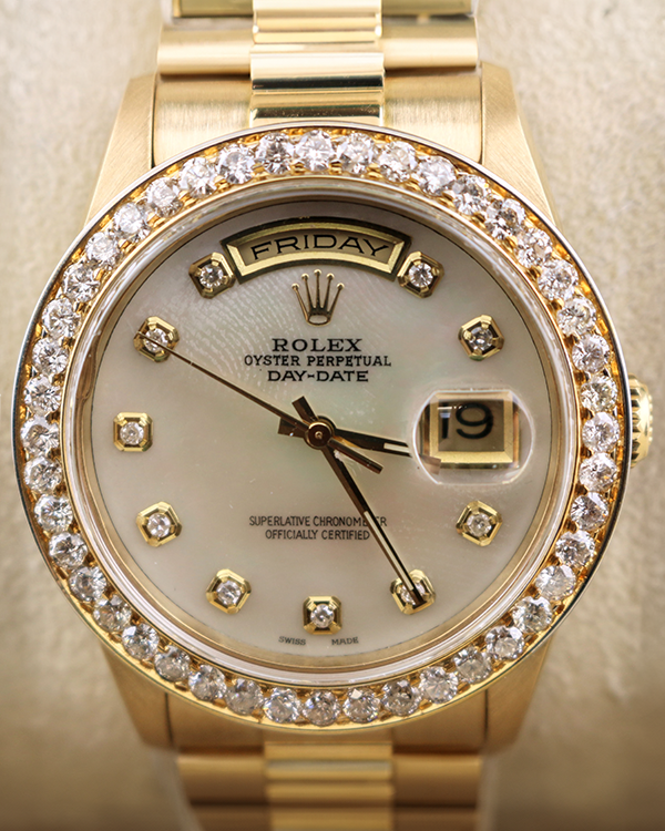 1999 (A Serial) Rolex Day-Date 36MM Aftermarket Mother-of-Pearl Dial Yellow Gold President Bracelet (18238)