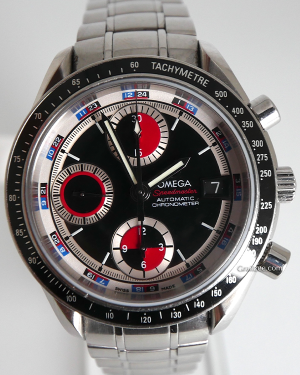 Omega Speedmaster Date 40MM Black Red Dial Steel Bracelet (3210.52.00)