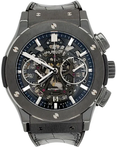 Hublot Classic Fusion Aerofusion "Black Magic" 45MM Skeleton Dial Rubber/Leather Strap (525.CM.0170.RX)