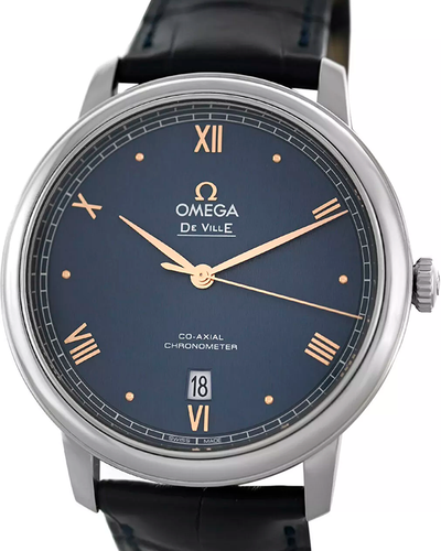 Omega De Ville Prestige 39.5MM Blue Dial Leather Strap (424.13.40.20.03.004)