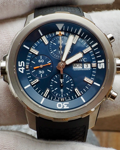 2015 IWC Schaffhausen  Aquatimer Chronograph "Jacques Cousteau" 44MM Blue Dial Rubber Strap (IW376805)