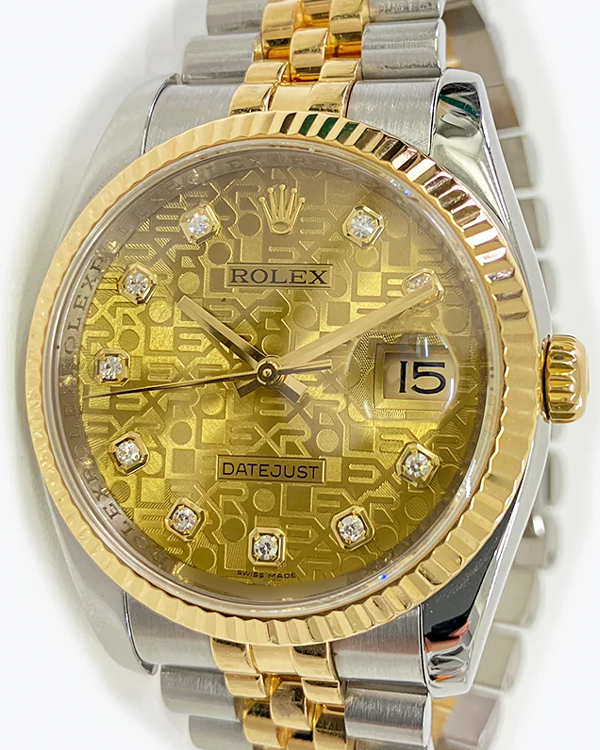 2012 Rolex Datejust 36MM Champagne "Jubilee Motif" Dial Two-Tone Jubilee Bracelet (116233)