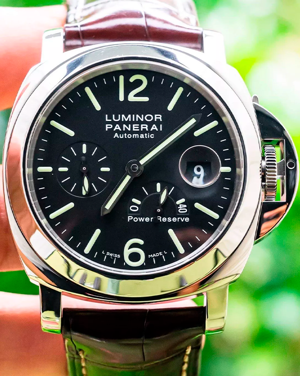 Panerai Luminor Power Reserve 44MM Black Dial Leather Strap (PAM00090)