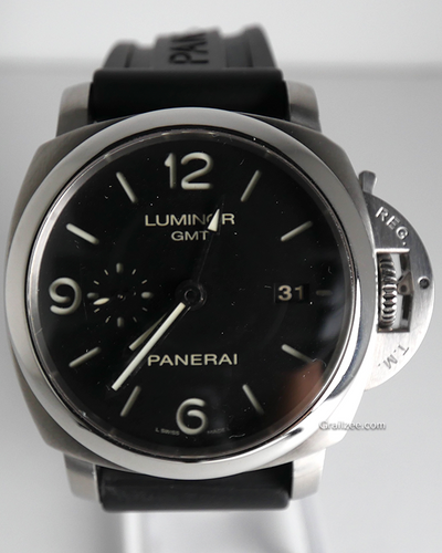 Panerai Luminor 1950 3 Days GMT 44MM Black Dial Rubber Strap (PAM00320)