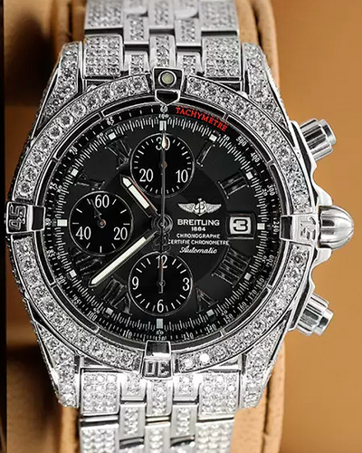 Breitling Chronomat 44MM Aftermarket Black Dial Bracelet (A13356)