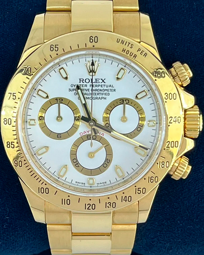 Rolex Cosmograph Daytona 40MM White Dial Yellow Gold Bracelet (116528)