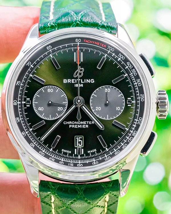 2020 Breitling Premier B01 Chronograph Bently Edition 42MM Green Dial Leather Strap (AB0118A11L1X1)