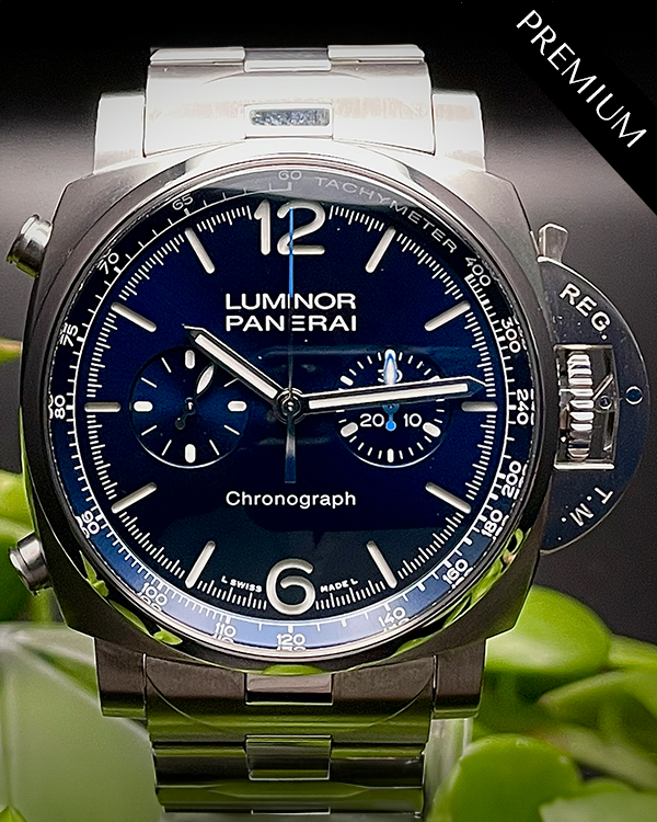 2022 Panerai Luminor Chrono 44mm Blue Dial Steel Bracelet (PAM01110)