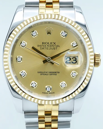 2012 Rolex Datejust  36MM Champagne Dial Two- Tone Jubilee Bracelet (116233)