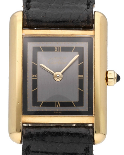 Cartier Tank "Vermeil" 20.5MM Grey Dial Leather Strap (66001)