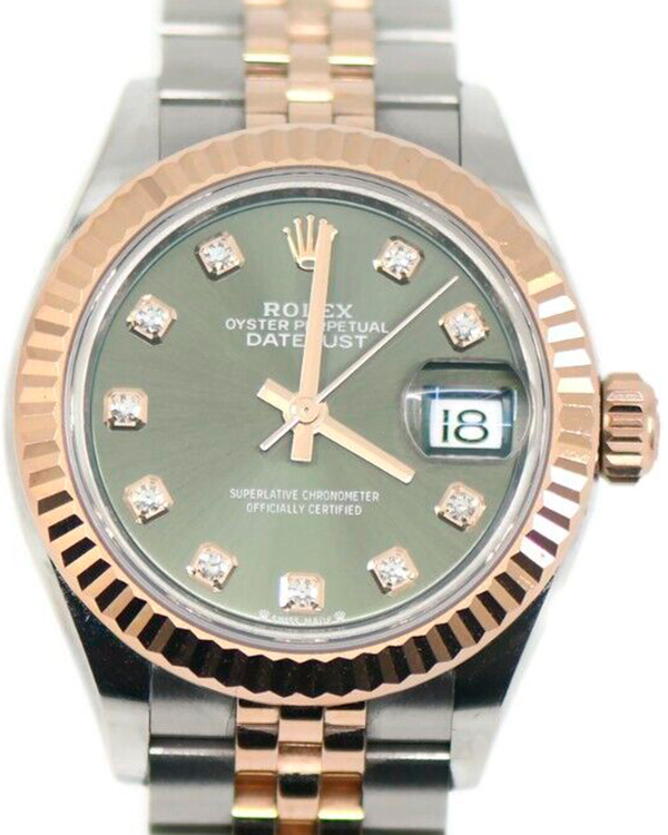 2022 Rolex Lady-Datejust 28MM Green Dial Two-Tone Jubilee Bracelet (279171)