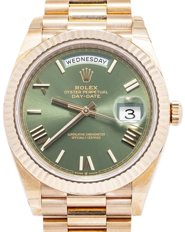 2019 Rolex Day-Date 40MM Olive Green Dial Everose Gold President Bracelet (228235)