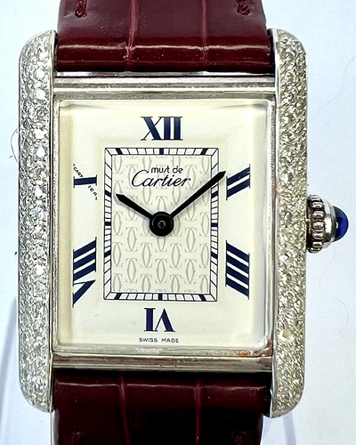 Cartier Tank 22MM Quartz White Dial Leather Strap (2416)