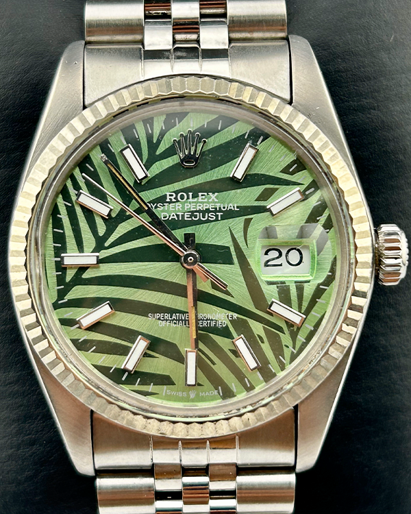 Rolex Datejust 36MM Aftermarket Green Palm Motif Dial Jubilee Bracelet (16014)