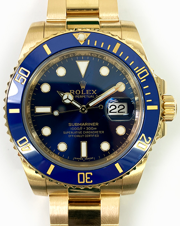 2017 Rolex Submariner Date "Bluesy" 40MM Blue Dial Yellow Gold Oyster Bracelet (116618LB)