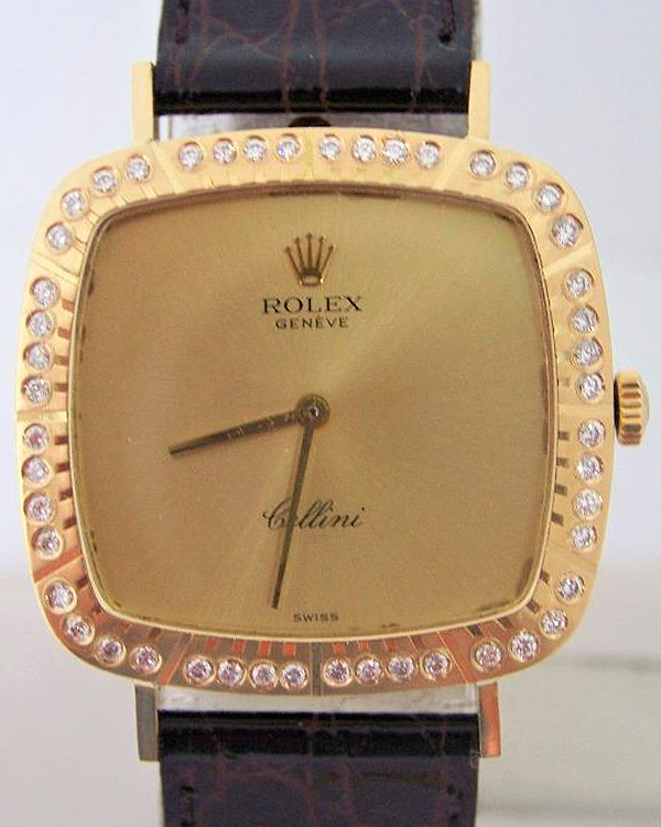 Rolex Cellini 30MM Gold Dial Leather Strap  (4320)