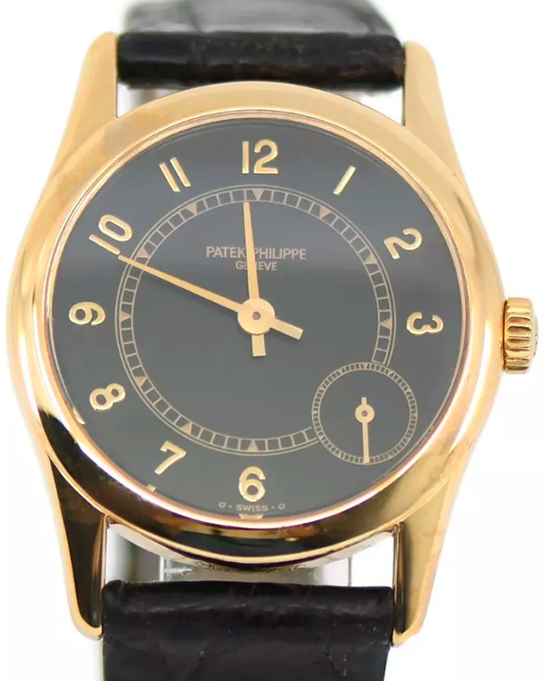 Patek Philippe Calatrava 33MM Black Dial Leather Strap (5000J)