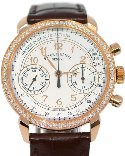 Patek Philippe Complications Chronograph  38MM Silver Dial Leather Strap (7150/250R)