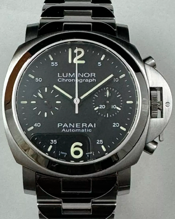 Panerai Luminor Chrono 40MM Black Dial Steel Bracelet (PAM00310)