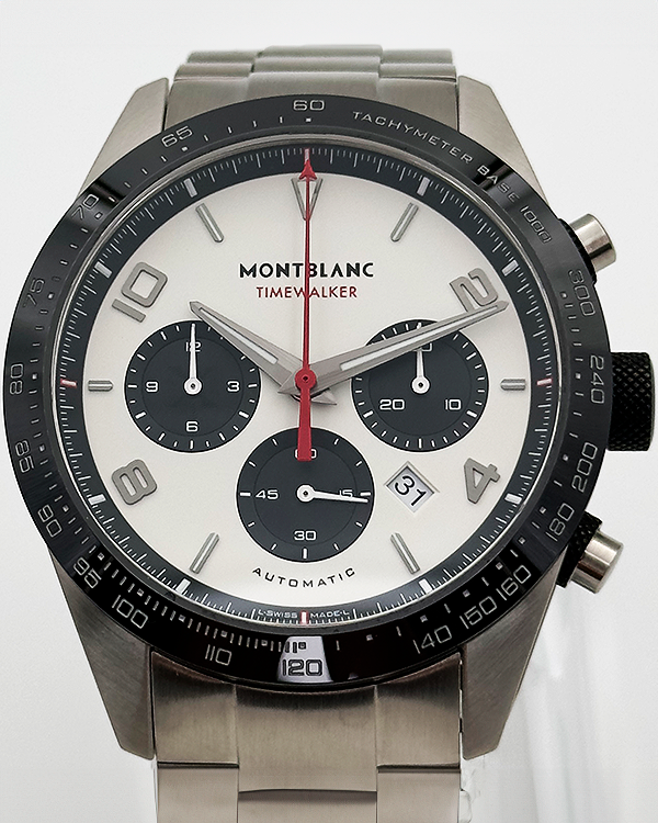 2019 Montblanc Timewalker Manufacture Chronograph "Panda" 43MM White Dial Steel Bracelet (118490)