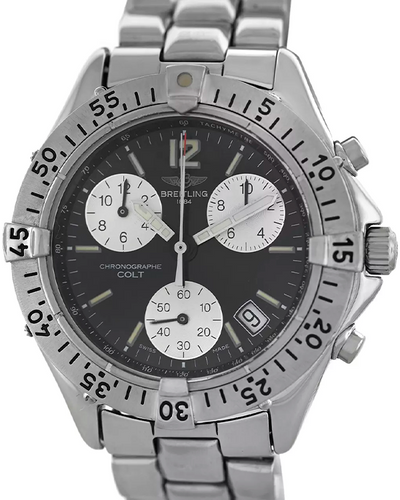 Breitling Colt Chronograph 38MM Quartz Black Dial Steel Bracelet (A53035)