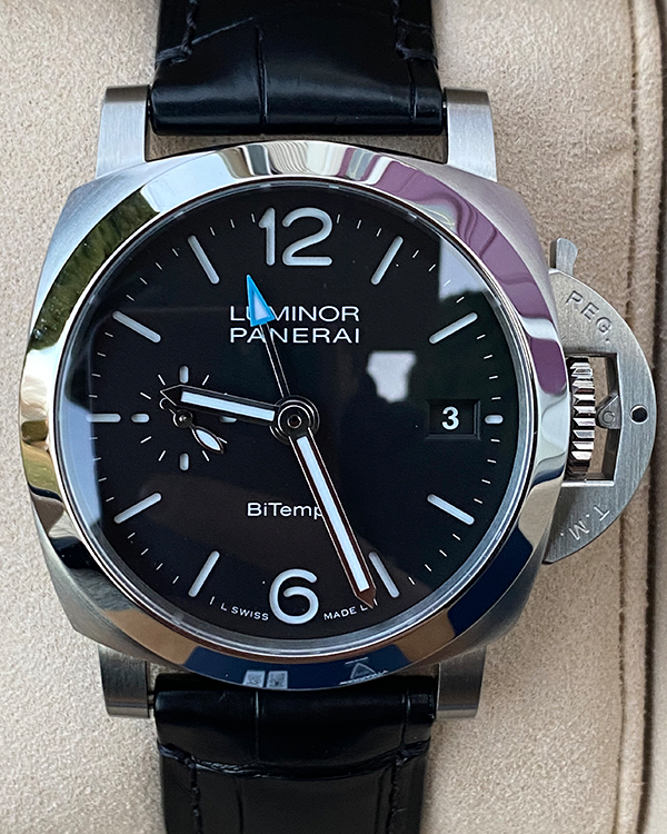 2024 Panerai Luminor Quaranta BiTempo 40MM Black Dial Leather Strap (PAM01365)