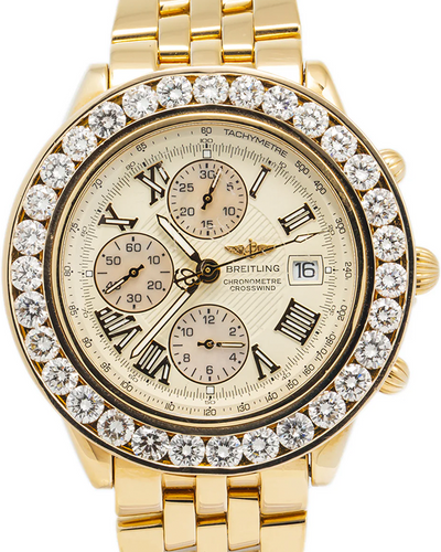 Breitling Crosswind Chronograph 46MM Cream Dial Yellow Gold Bracelet (K13355)