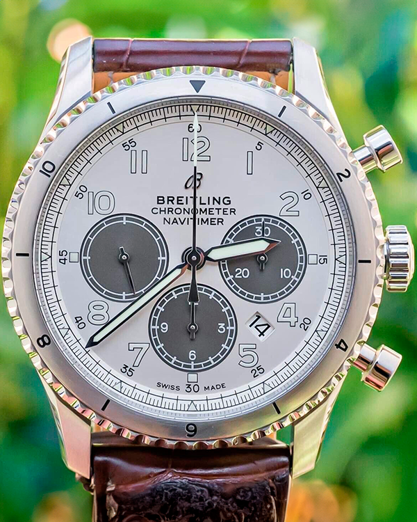 Breitling Navitimer 8 Chronograph Limited Edition 43MM Silver Dial Leather Strap (AB01171A1G1P1)