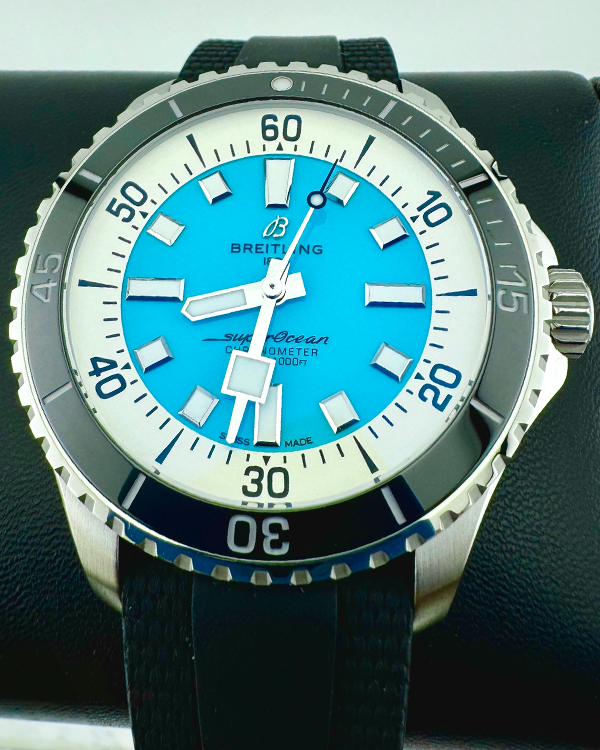 2024 Breitling Superocean 44MM Turquoise Dial Rubber Strap (A17376)