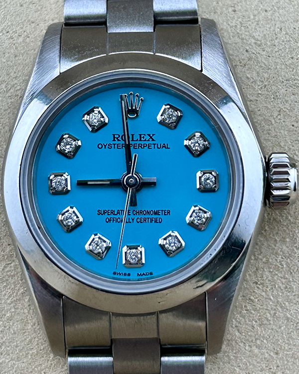 Rolex Oyster Perpetual 26MM Aftermarket Tiffany Blue Dial Oyster Bracelet (67180)