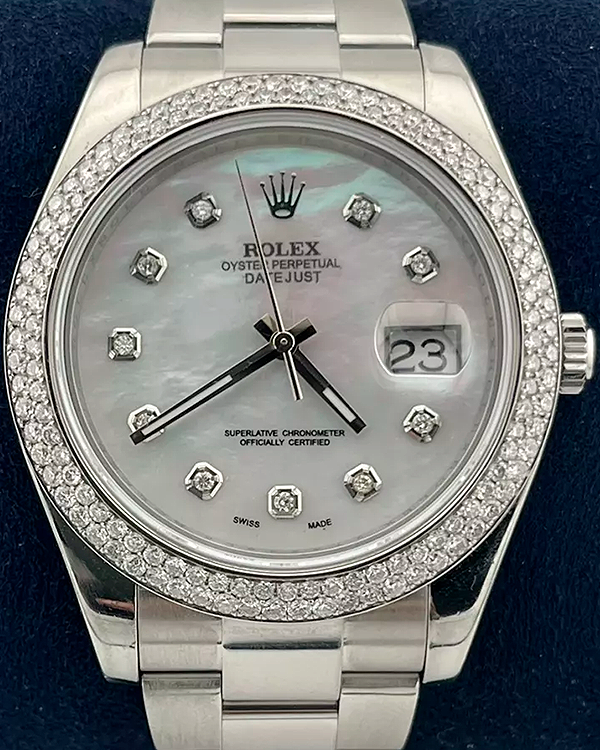 2013 Rolex Datejust II 41MM Aftermarket Mother of Pearl Dial Oyster Bracelet (116334)